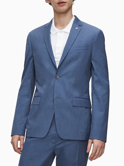 Calvin Klein Ruhák HU782202 | Calvin Klein Slim Cotton Blend Stretch Férfi Blézer Kék